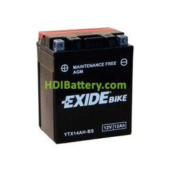 Batera AGM Exide moto YTX14AH-BS 12V. 12Ah